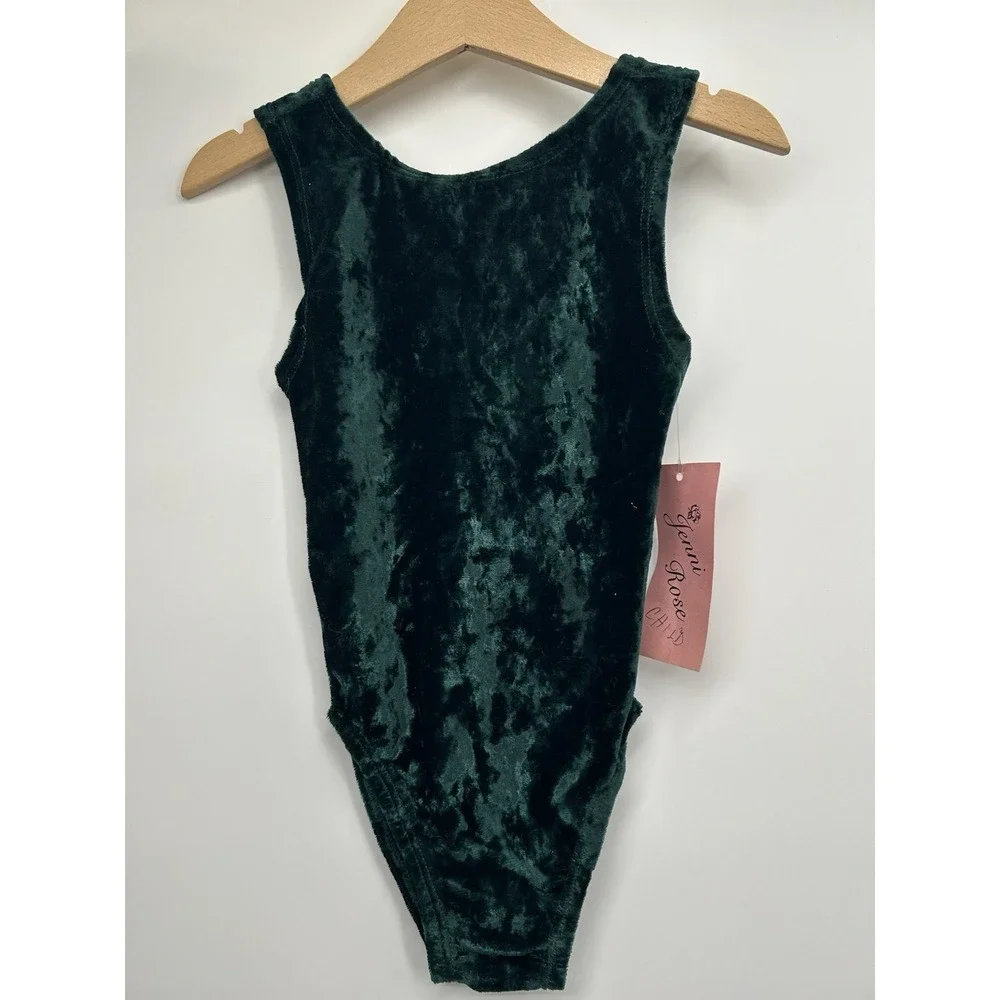 Leotard Dance Girls 4-6 Green Velvet